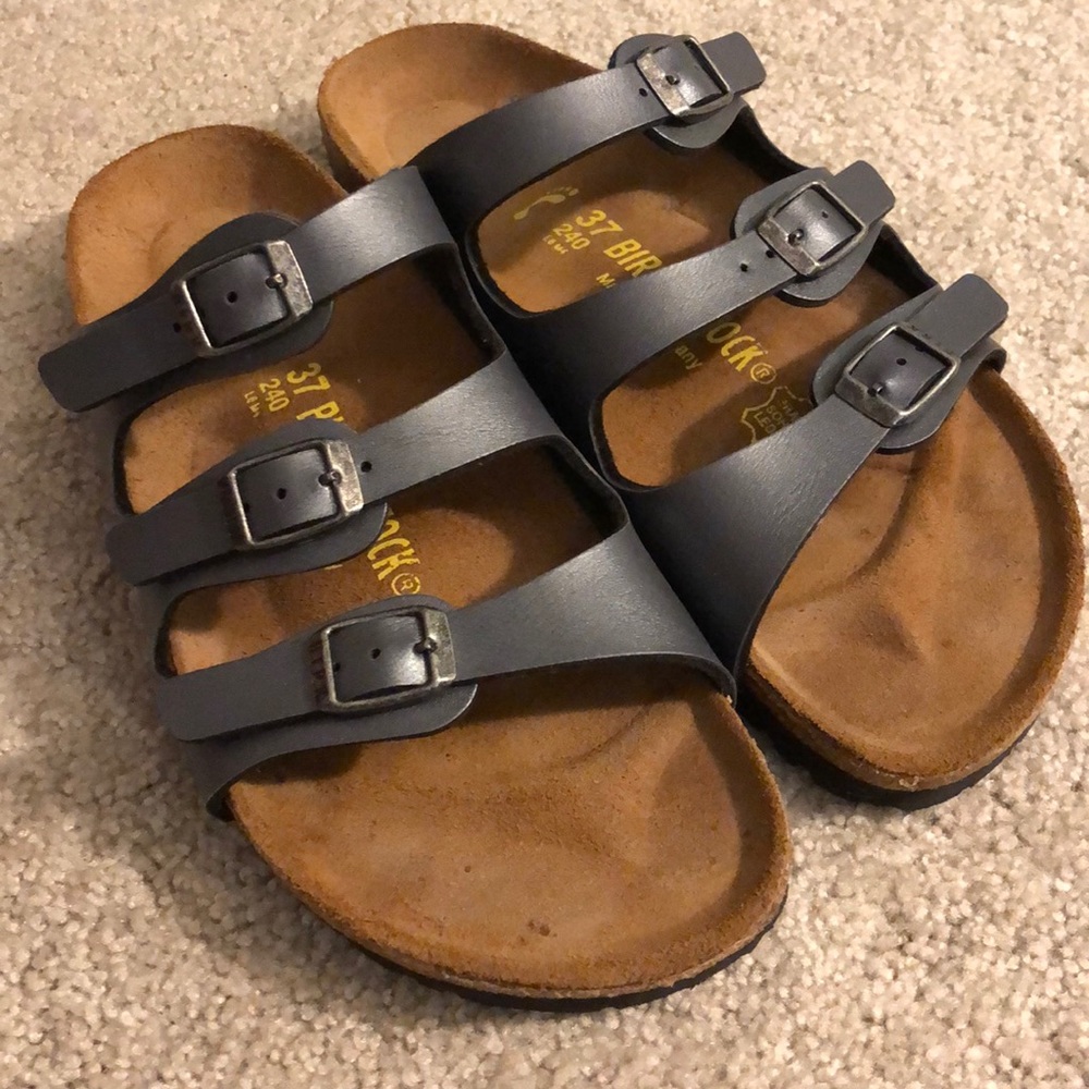 Navy Birkenstocks Florida Sandal Size 7 (Euro 37)